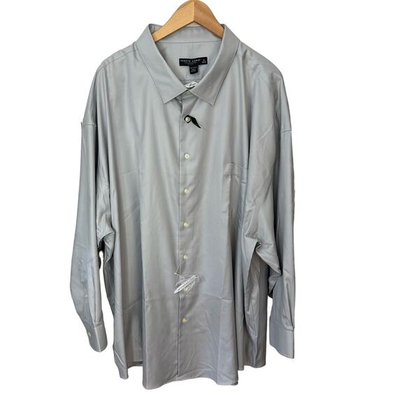 Pronto Uomo Dress Shirt Mens 22 34/35 Non Iron Button Up Solid Gray Career Work - Picture 1 of 8